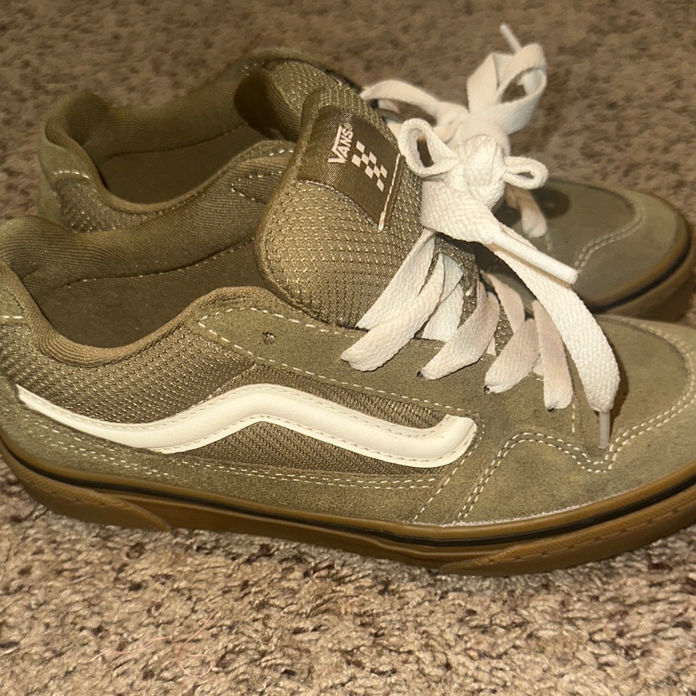 Vans Kids' Khaki and White Sneakers 4Y